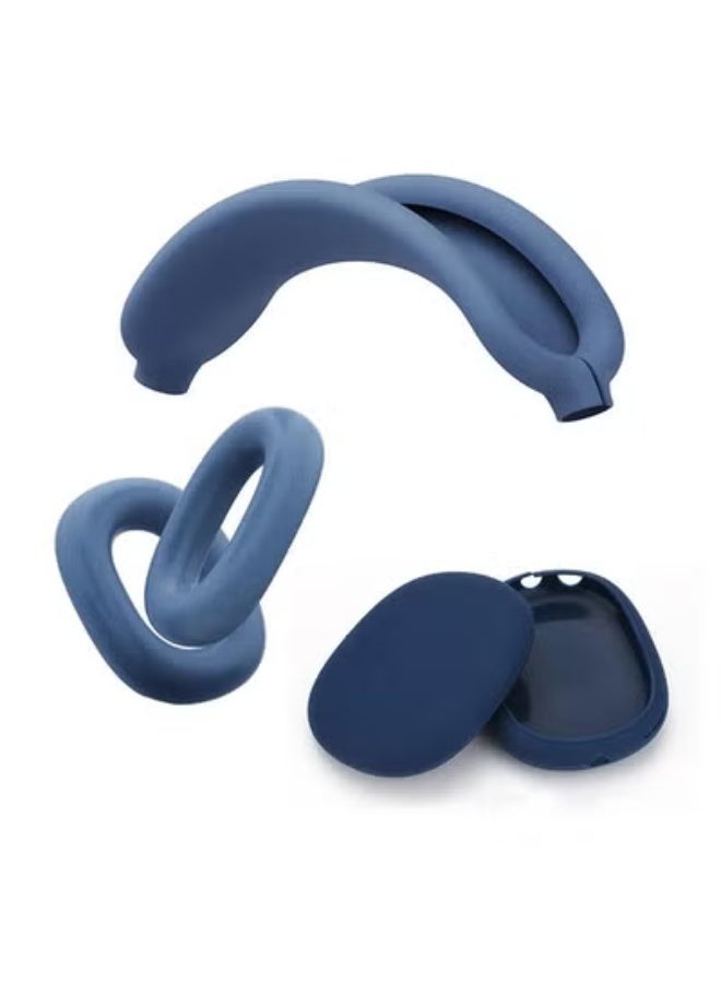 fantasize غطاء سيليكون لسماعات AirPods Max، غطاء وسادة أذن مضاد للخدش لسماعات AirPods Max، واقي جلد سيليكون ناعم لملحقات Apple AirPods Max (أزرق داكن) - Image 1